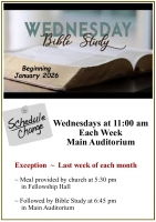 Wednesday Bible Study - New Schedule 