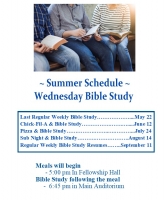 Wednesday Bible Study - Summer Schedule